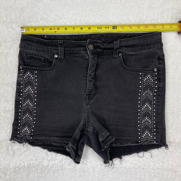 Melissa McCarthy Seven7 Womens Jean Shorts 18W Black Embellished Cut Off Denim - Picture 3 of 7